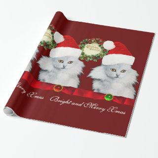 WHITE CAT,SANTA CLAUS HAT AND CHRISTMAS CROWNS