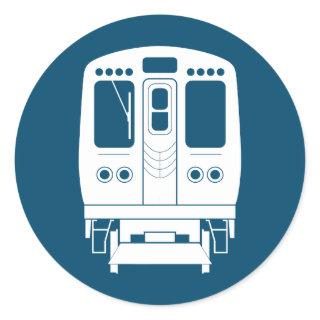 White Chicago “L” Profile on Blue Background Classic Round Sticker