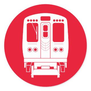 White Chicago “L” Profile on Red Background Classic Round Sticker