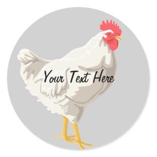 White Chicken Classic Round Sticker