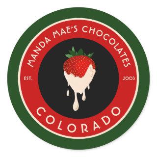 white chocolate covered strawberry classic round sticker