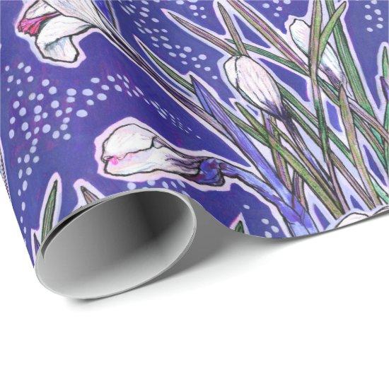 White Crocuses Garden Flowers Botanic Floral Blue
