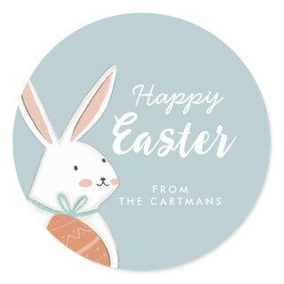 White Cute Bunny Happy Easter family Classic Round Sticker