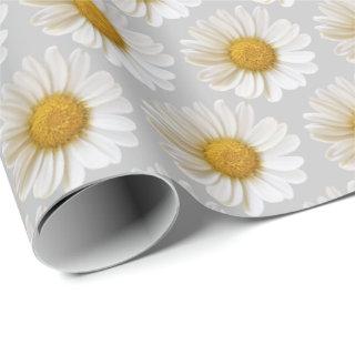 White Daisies Pattern Light Gray