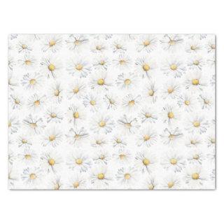 White Daisy Flowers Botanical Boho Pattern Tissue Paper