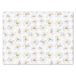 White Daisy Flowers Botanical Boho Pattern Tissue Paper