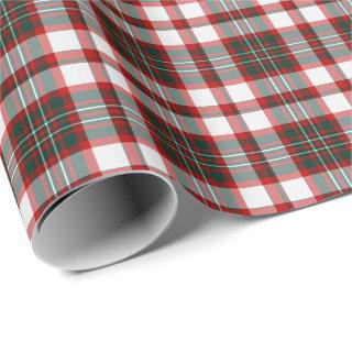 White, Dark Green, and Red Christmas Plaid Pattern