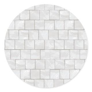 White Decorative Marble Tile Background Classic Round Sticker