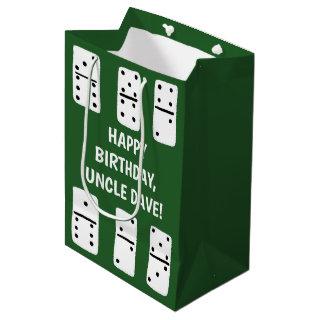 White Dominoes on Green Personalized Medium Gift Bag