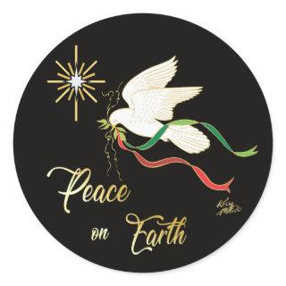 White Dove Spreading Peace On Earth Classic Round Sticker