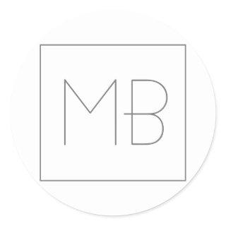 White Elegant Unique Monogrammed Classic Round Sticker
