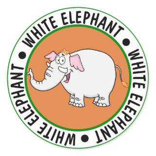 White Elephant Exchange Cartoon Classic Round Sticker