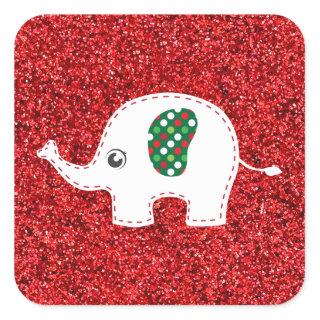 White elephant red glitter sticker