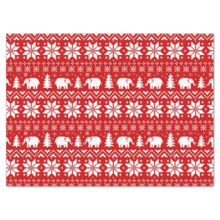 White Elephants Christmas Holiday Pattern Red Tissue Paper