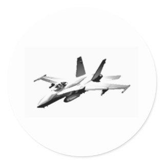 White F/A-18 Hornet Fighter Jet Classic Round Sticker