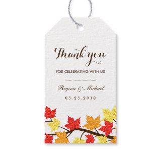 White Fall Maple Leaf Autumn Wedding Gift Tag