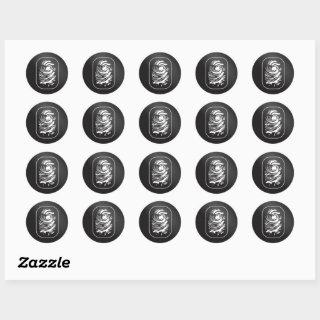 White Fingerprint on Black Classic Round Sticker