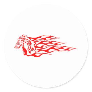 White Flaming Mustang Horse Classic Round Sticker