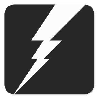 White Flash Lightning Bolt Square Sticker