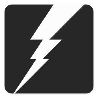 White Flash Lightning Bolt Square Sticker