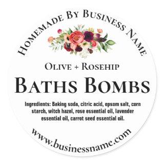 White Floral Watercolor Bath Bomb Labels