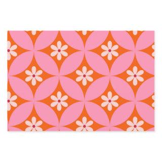 White Flowers on Mid Century Pink Circles Pattern   Sheets