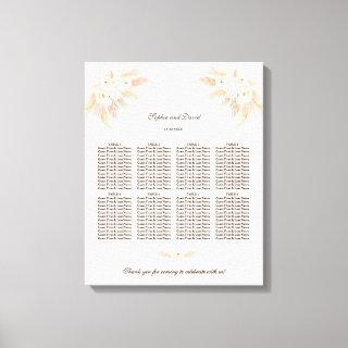 White Flowers Pampas Grass Wedding Seating Chart Canvas Print