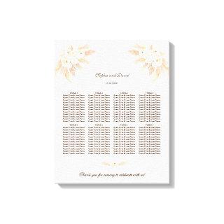 White Flowers Pampas Grass Wedding Seating Chart Canvas Print