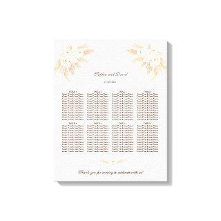 White Flowers Pampas Grass Wedding Seating Chart Canvas Print