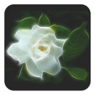 White Gardenia Flower Plant Square Sticker