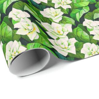 White Gardenias and Jade Green Leaves