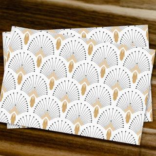 White, Gold and Black Art Deco Fan Flowers Motif Tissue Paper