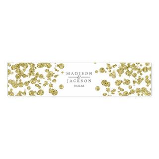 White & Gold Confetti Wedding Monogram Napkin Bands