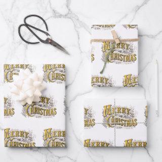 White Gold Elegant Merry Christmas Rustic Vintage   Sheets