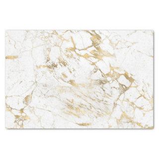 White & Gold Marble Tissue Paper