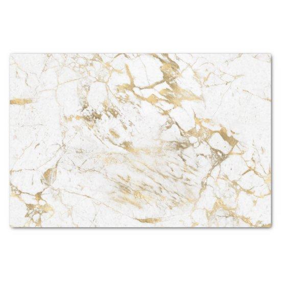 White & Gold Marble Tissue Paper