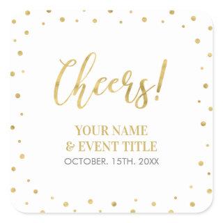 White & Gold | Modern Cheers Adult Birthday Favor Square Sticker