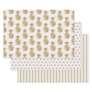White Gold Pineapples Polka Dots Stripes Solid  Sheets