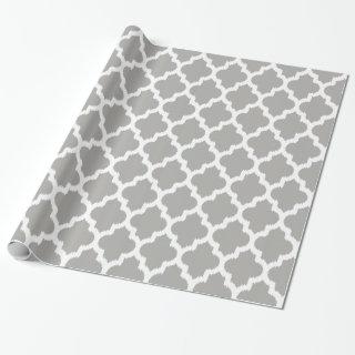 White & Gray Quatrefoil Geometric Pattern.