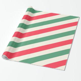 White, green and red stripes christmas wrapping