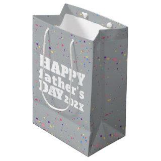 White Happy Father's Day Grunge Paint Splatter Medium Gift Bag