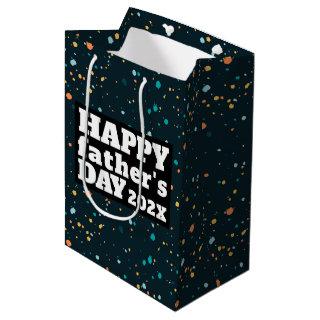 White Happy Fathers Day Paint Splatter Background Medium Gift Bag