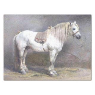 White Horse in Stable Vintage French Decoupage     Tissue Paper