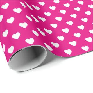White Hot Pink Tiny Heart Patterned