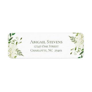 White Hydrangea Floral Wedding Return Address Label