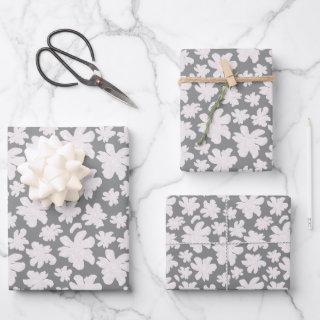 White Magnolia Flowers on Gray - seamless pattern.  Sheets