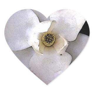 White Magnolia Heart Sticker