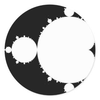 White Mandelbrot Classic Round Sticker