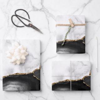 White Marble Gilded Black Agate  Sheets