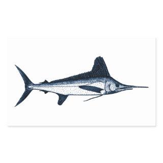 White Marlin Logo Rectangular Sticker